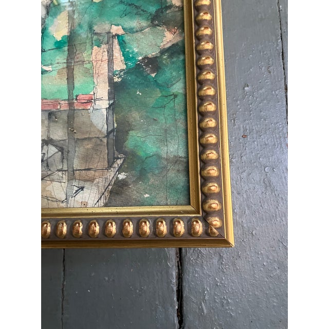 1940’s original abstract expressionist watercolor painting by Wesley Lea, whose art was featured in the Downtown Gallery...