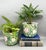 Pair of Italian ceramic cachepots with raised pink and cream roses set against dense green foliage in a majolica-style...