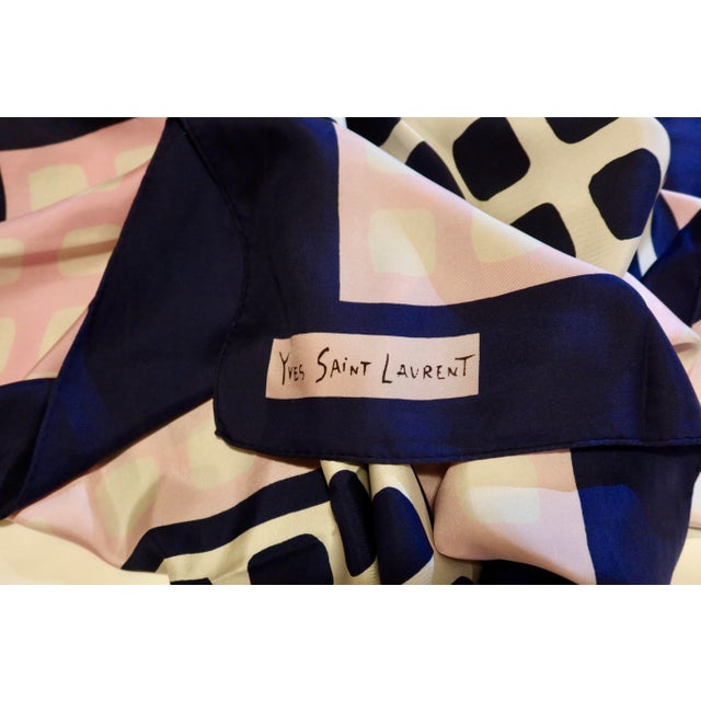 Contemporary Framed Yves Saint Laurent Silk Scarf 1980s - Midnight Black Frame For Sale - Image 3 of 5