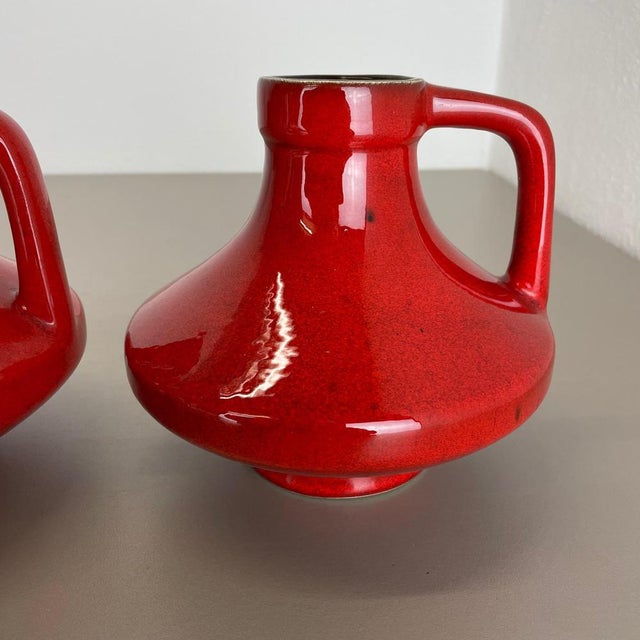 Red-Glaze Fat Lava UFO Vases from Jopeko, Germany, 1970s, Set of 2 For Sale - Image 10 of 18