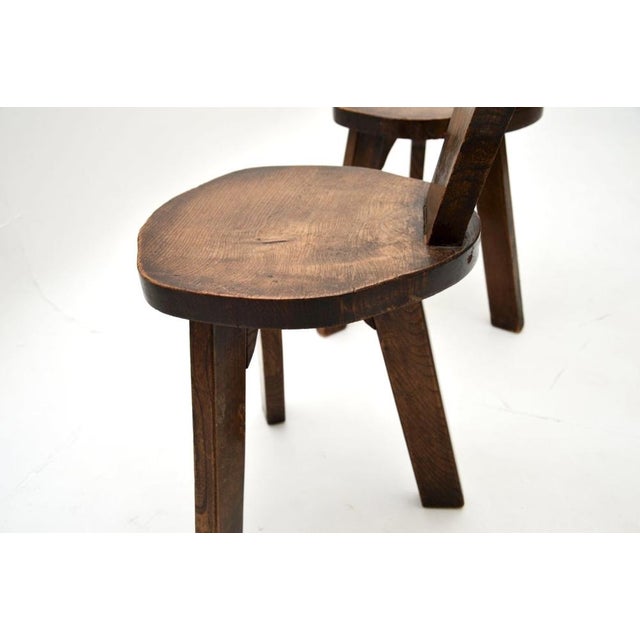 Wood Vintage Brutalist Side Chairs in Elm, 1950, Set of 2 For Sale - Image 7 of 10