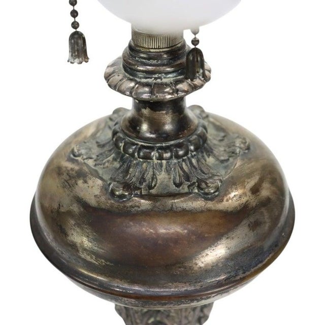 Antique Pairpoint Reverse Painted Table Lamp With Metal Chipped Ice Base C1920 For Sale - Image 11 of 18