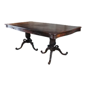 1960s Mid Century Brazilian Rosewood Serpentine French Provincial Dining Table 78"