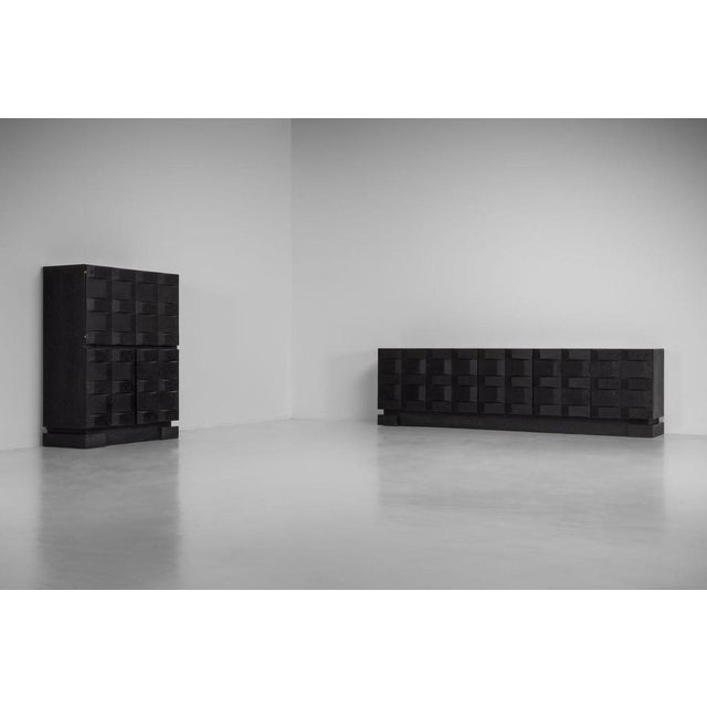 Graphic Bar Cabinet in Black from Maison Aurora, Belgium, 1975 For Sale - Image 15 of 18