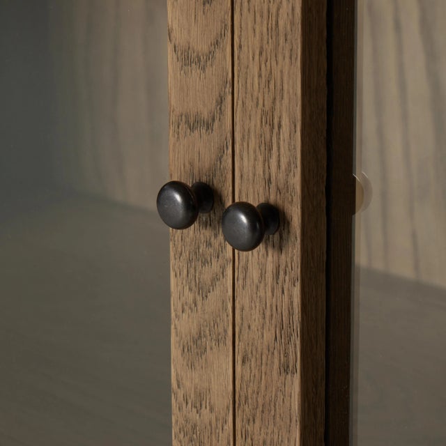 Contemporary Four Hands Millie Panel & Glass Door Double Cabinet, Solid For Sale - Image 3 of 12