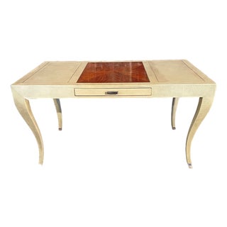 Writing Desk in Faux Shagreen With Walnut Writing Surface. For Sale