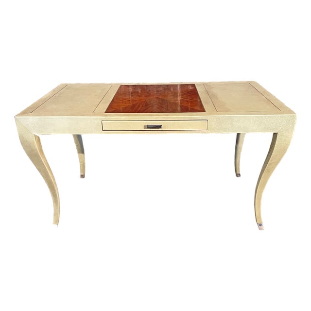 Writing Desk in Faux Shagreen With Walnut Writing Surface. For Sale