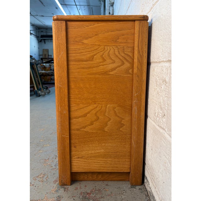 Mid 20th Century Vintage Modern Solid Oak & Woven Rattan Bar Cabinet For Sale - Image 5 of 15