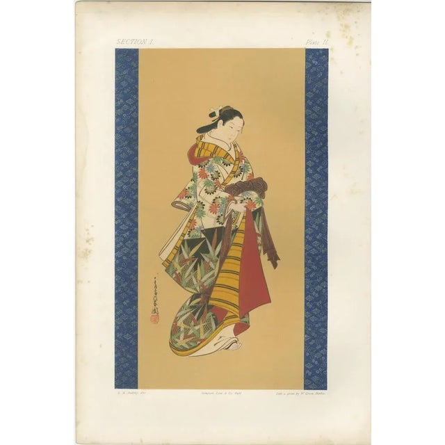 Paper Vibrant Kimono and Serene Poise, 1882, Paper For Sale - Image 7 of 10
