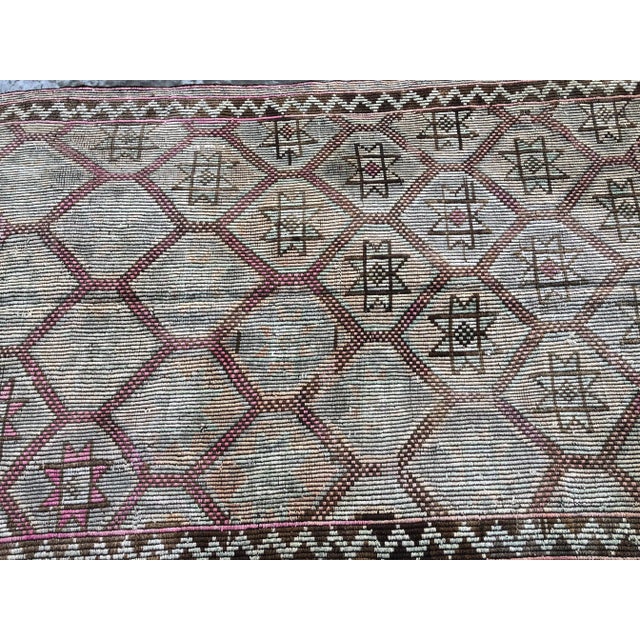 Tan 1960s Vintage Handwoven Tribal Kilim Rug - 5′1″ × 11′7″ For Sale - Image 8 of 11