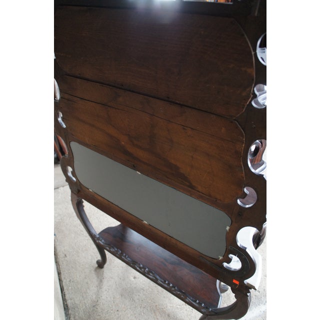 Antique Victorian Rosewood Marble Rococo Tiered Etagere Display Shelf For Sale - Image 12 of 12