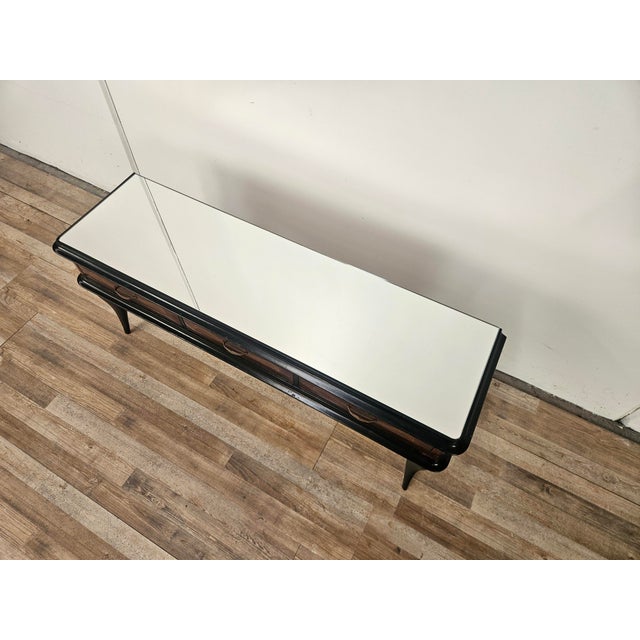 Mahogany-Paneled Entrance or Dressing Table with Mirrored Top, 1960 For Sale - Image 4 of 13