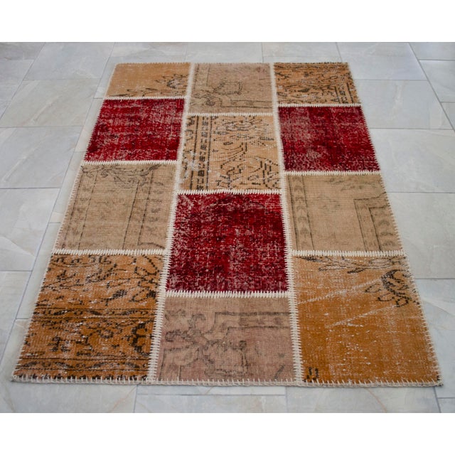 Hand-Knotted Turkish Rug Handstitched Floor Art Room Decor - 3'11" X 5'7" For Sale - Image 15 of 15