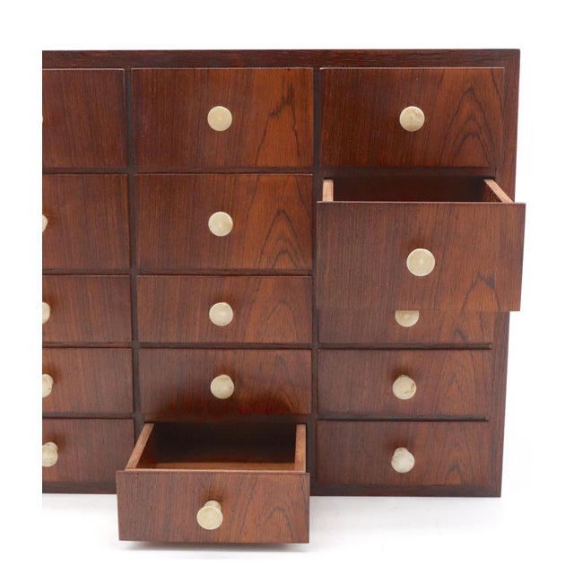 Mid-Century Modern 1960s Mid Century Twenty Drawer Rosewood Wall Cabinet For Sale - Image 3 of 8