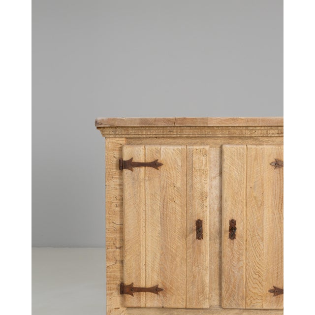 French Provincial 1970s French Primitive Oak Buffet With Iron Hardware For Sale - Image 3 of 18