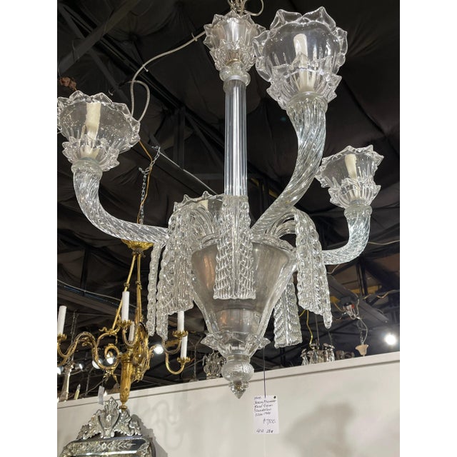 French Heavy Cut Glass Chandelier, circa 1940s For Sale In Dallas - Image 6 of 7