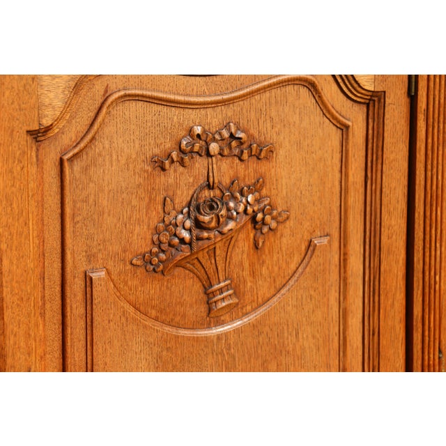 Antique French Provincial Louis XV Carved Oak Marble Top Sideboard For Sale - Image 9 of 12