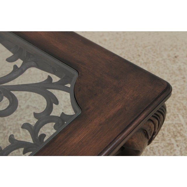 Glass Large Clawfoot Glass Top Coffee Cocktail Table For Sale - Image 7 of 16