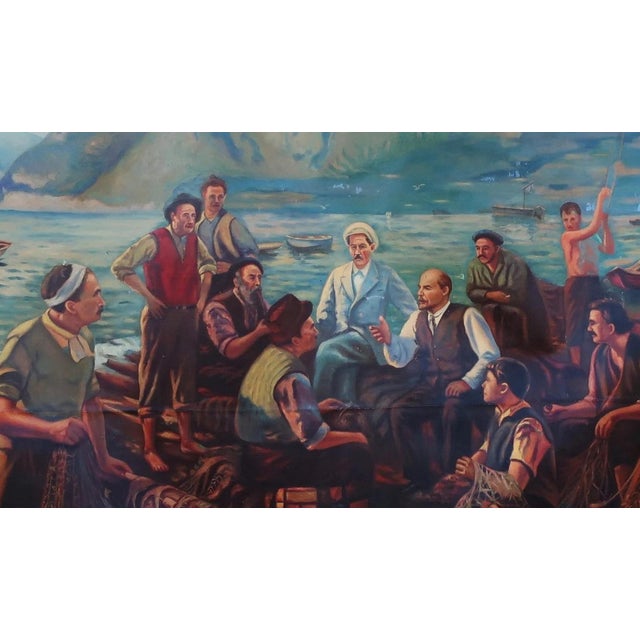 Lenin & Fishermen, Antique Soviet Oil Painting, 1960s Ukrainian Art 133-228 For Sale - Image 6 of 6