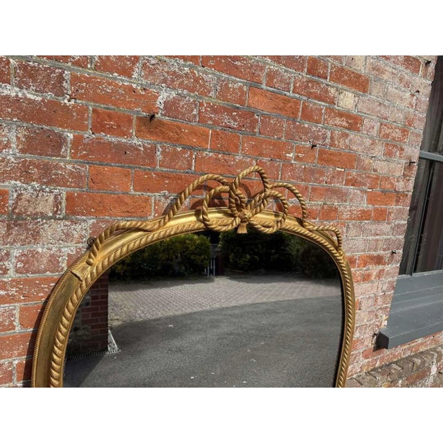 Large Antique English Hour Glass Shaped Gilt Overmantle Mirror, 19th Century. For Sale - Image 6 of 8