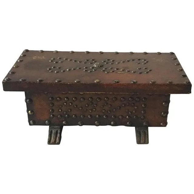 1960s Leather Studded Wood Box For Sale - Image 10 of 10