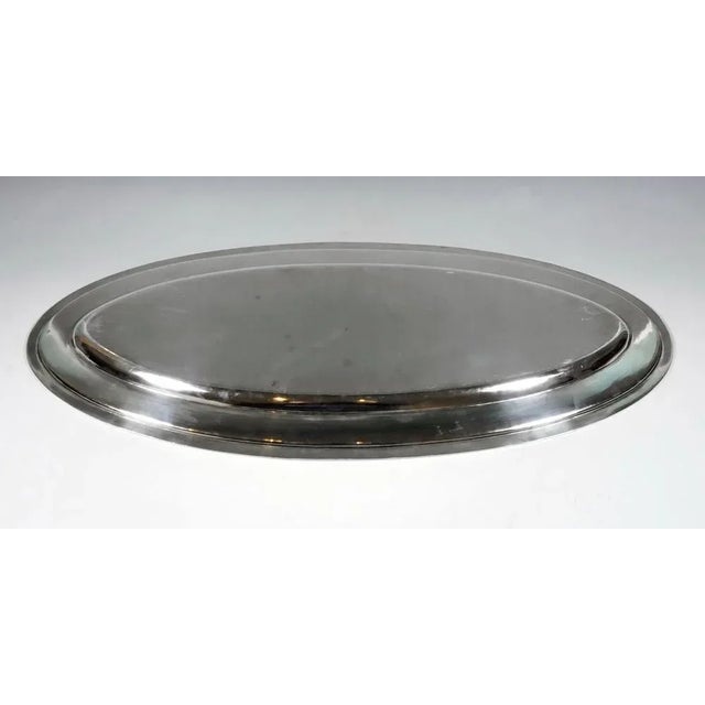 Large Viennese Art Nouveau Oval Platter in Silver by Franz Rumwolf, 1900s For Sale - Image 4 of 6