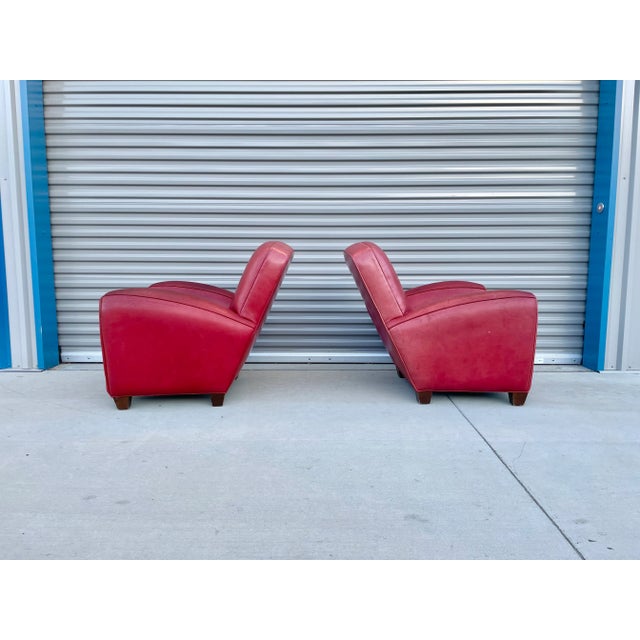 Vintage Leather Lounge Chairs & Ottoman Set, 3 Pieces For Sale In Los Angeles - Image 6 of 13