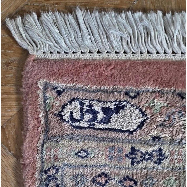 Green Pakistani Hand-Knotted Lahore Rug in Wool and Silk For Sale - Image 8 of 10