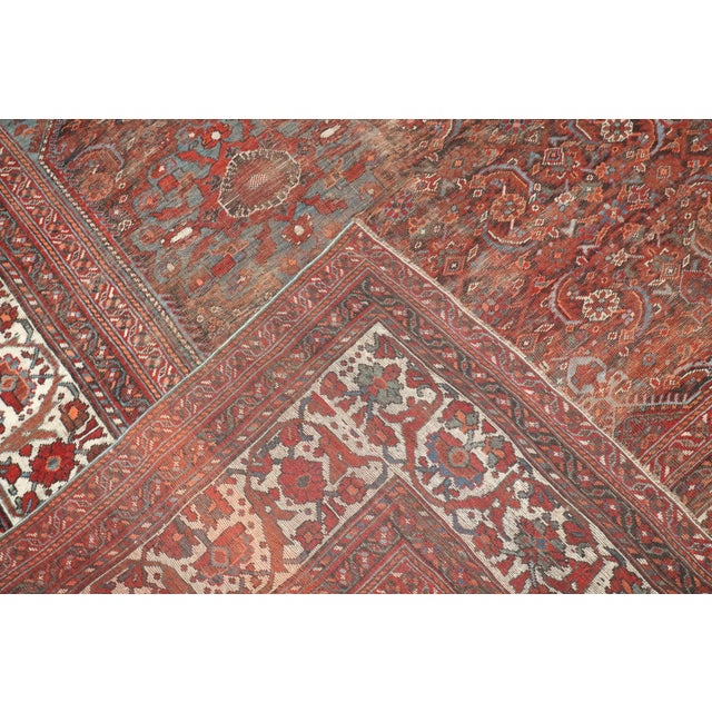 Early 20th Century Zabihi Collection Worn Persian Large Square Tribal Shiraz Rug For Sale - Image 5 of 10