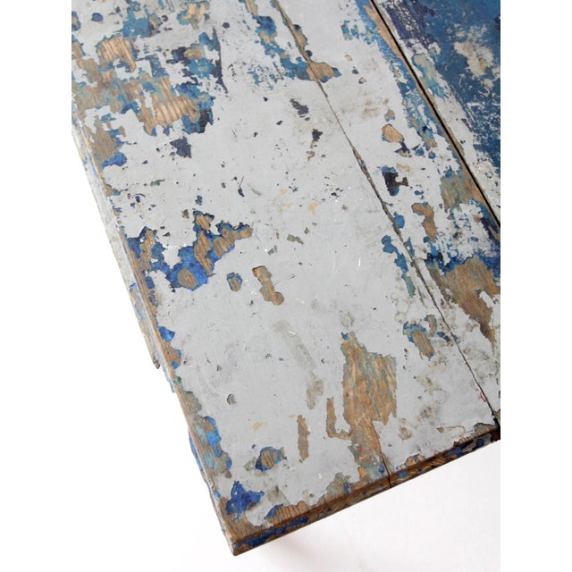 Antique Painted Farmhouse Work Table For Sale - Image 4 of 18