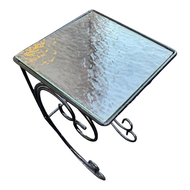 1950s Art Nouveau Swirled Wrought Iron Occasional Table For Sale