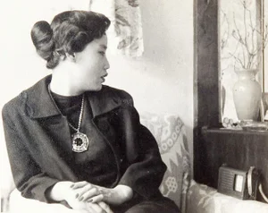 Mid Century Glamorous Asian Woman Reflective Pose Photograph