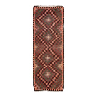 1960s Vintage Turkish Kilim Multicolor Handmade Tribal Wool Runner For Sale