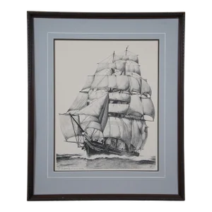 The Clipper Cutty Sark Tea Ship Nautical Maritime Lithograph Print Fowler 26"