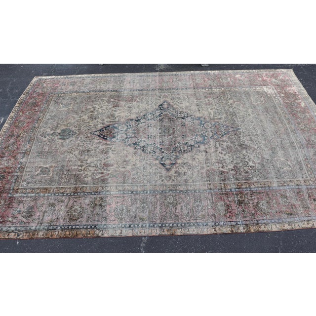 Antique Persian Silk Mohtesham Rug With Central Medallion 7'0 X 10'5 For Sale - Image 12 of 15