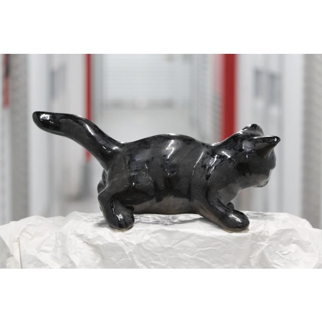 Ceramic Black Cat Figurine from Vallauris France, 1970s For Sale - Image 7 of 18