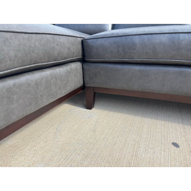 Harlow Leather Dark Grey Modern Sectional, Paul Michael Company For Sale - Image 4 of 11