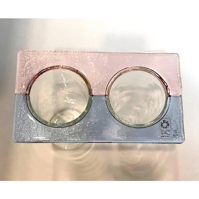 Leucos, 1980s Menphis Stile Double Glass Vase For Sale In New York - Image 6 of 11