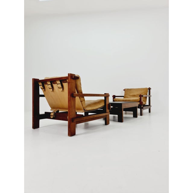 Mid-Century Lounge Chairs and Coffee Table in Leather and Wood by Carl Straub, Germany, 1960s, Set of 3 For Sale - Image 4 of 18