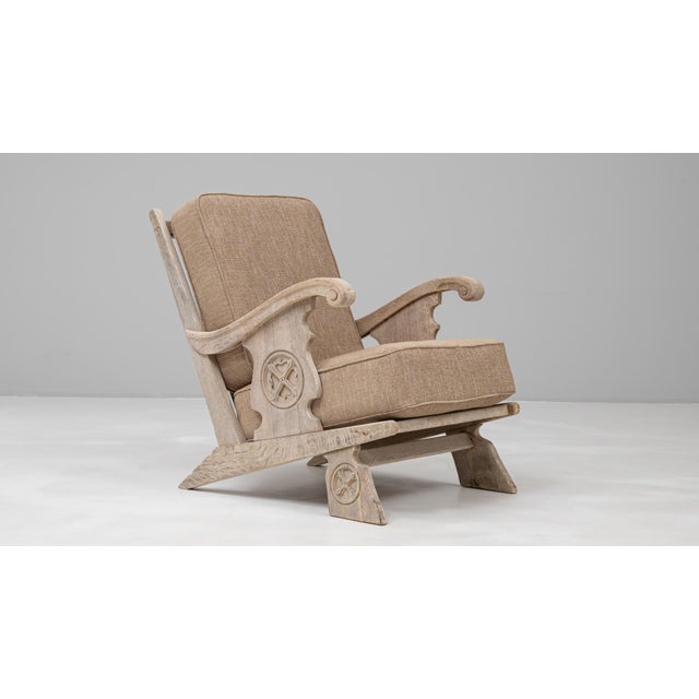 Brown 20th Century French Oak Armchair With Upholstered Seat And Back For Sale - Image 8 of 18