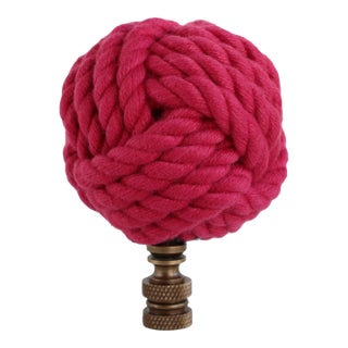 Nautical Knot Lamp Finial in Raspberry Red on Bronze Hardware For Sale