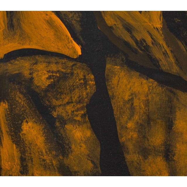 Folk Art Abstract Landscape Feline Oil on Board For Sale In New York - Image 6 of 9