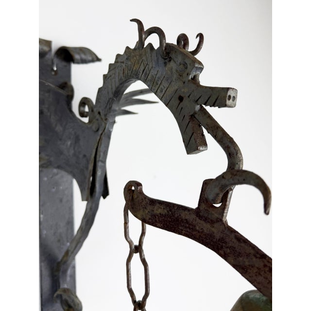 Vintage Gothic Style Wrought Iron Wall-Mounted Dragon Doorbell, 1950s For Sale - Image 11 of 15