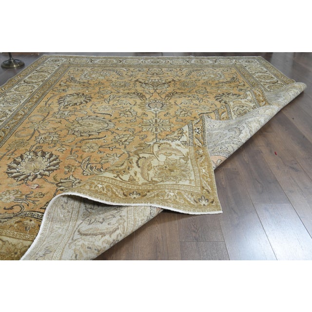 1970s 1970s Vintage Persian Handmade Wool Cotton Orange Area Rug For Sale - Image 5 of 11