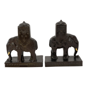 Pair of Ronson Howdah Elephant Bookends 1923