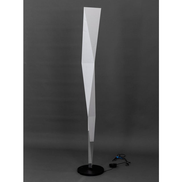 Marco Acerbis for Fontana Arte "Vertigo" Floor Lamp, mirrored and polished steel on circular base. 76.5" H x 12.5"...