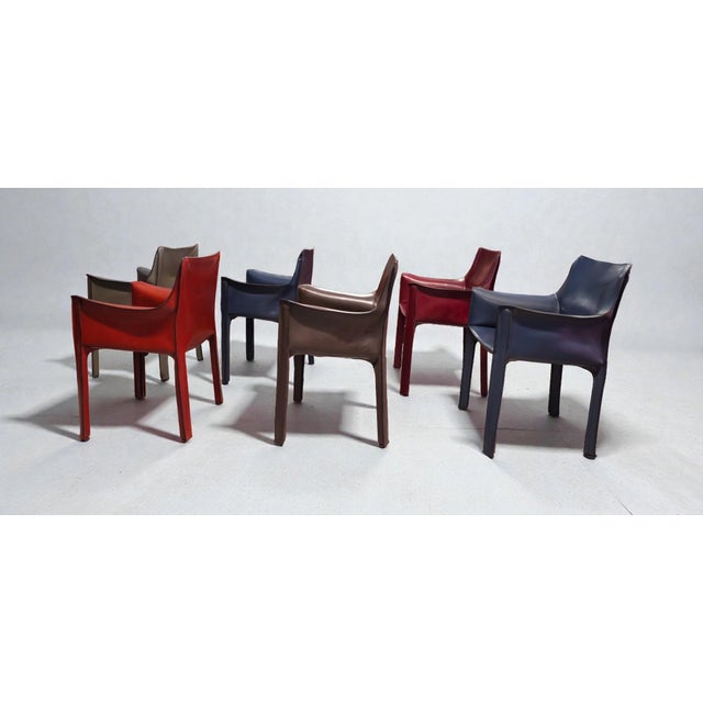 Cab 413 Armchairs in Leather by Mario Bellini for Cassina, 1990, Set of 6 For Sale - Image 9 of 18