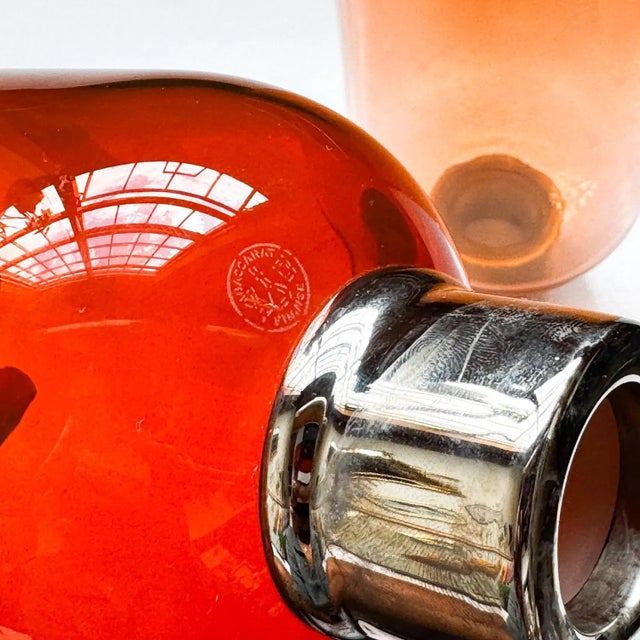 Mid-Century Modern Vintage Baccarat Crystal "Hurricane Lamp" With Silver Collar | Signed Mid-Century Modern Candle Holder For Sale - Image 3 of 4