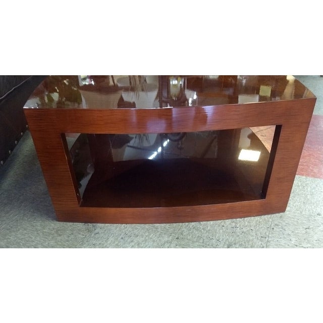 Brown Early 21st Century J. Robert Scott Sally Sirkin Lewis 2 Tier Modern Gloss Wood Coffee Table For Sale - Image 8 of 12