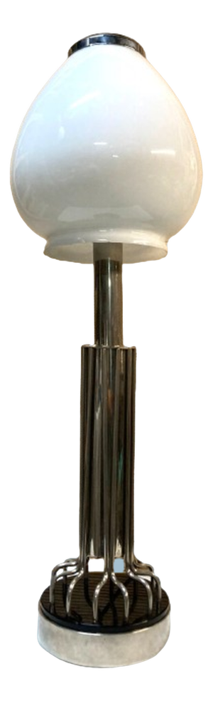 Art Deco Glass and Metal Table Lamp, 1950s